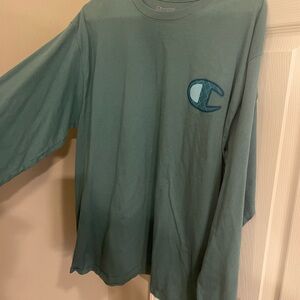 Champion Teal Long Sleeve Tee with Logo